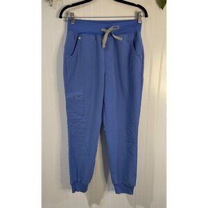 Figs Technical Collection Womens Jogger Scrub Pants S Blue Stretch Drawstring Wa